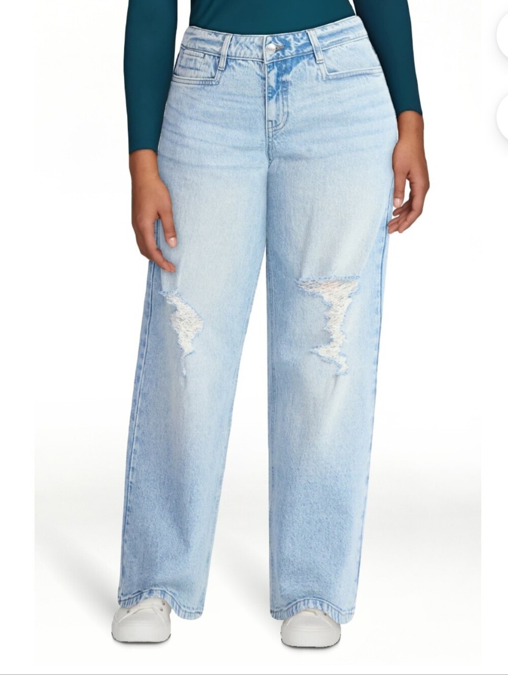 No Boundaries Women's Plus Distressed Denim Jeans, 30'' Inseam - Picture 1 of 6